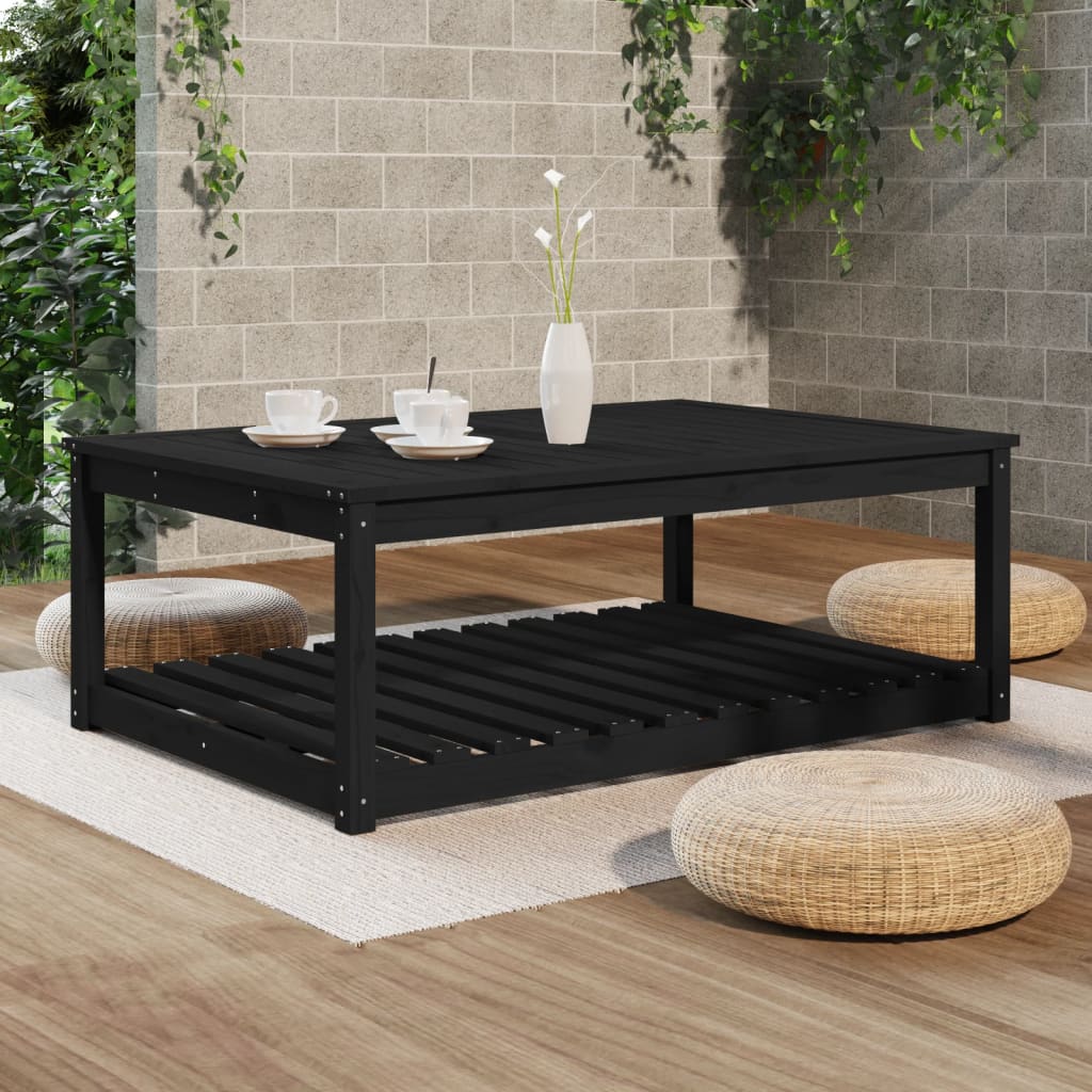 Table de jardin noir 121x82,5x45 cm bois massif de pin