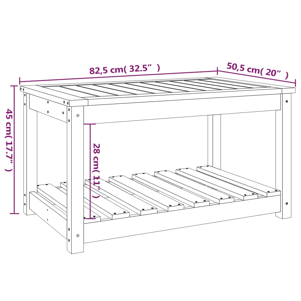 Table de jardin marron miel 82,5x50,5x45 cm bois massif de pin