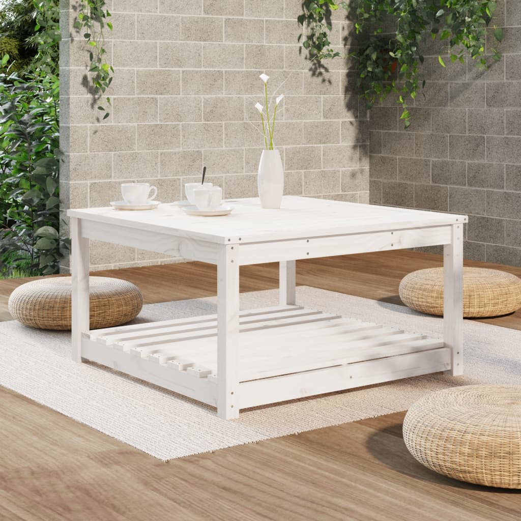 Table de jardin blanc 82,5x82,5x45 cm bois massif de pin