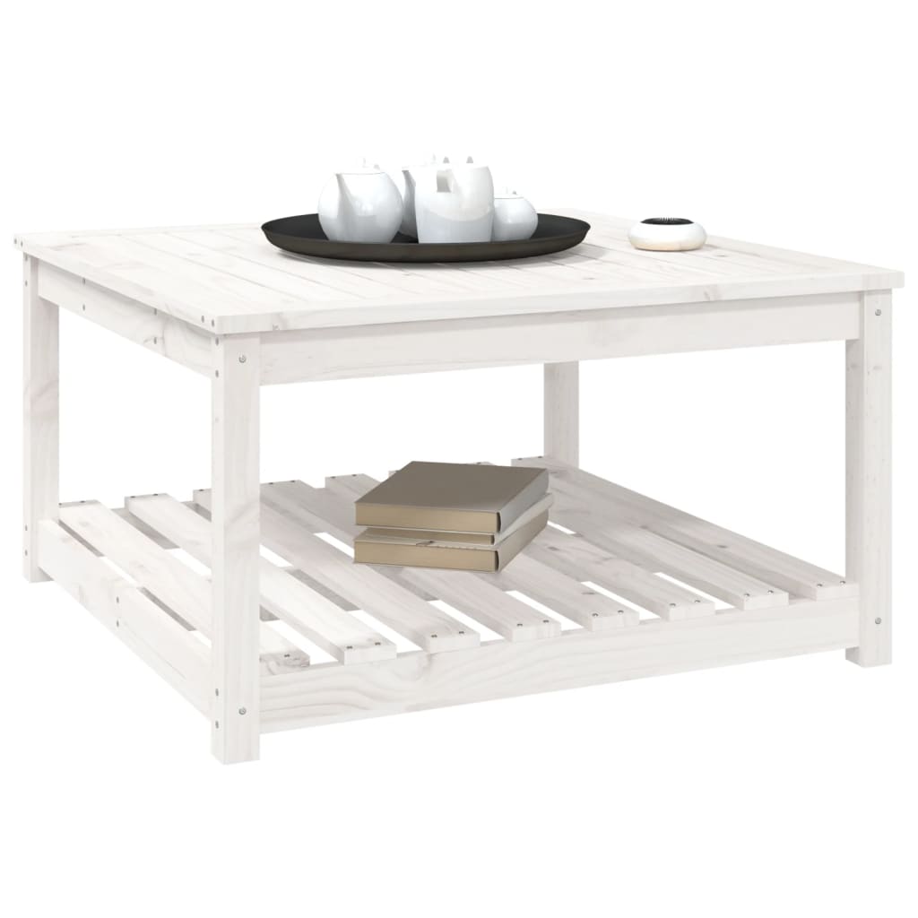 Table de jardin blanc 82,5x82,5x45 cm bois massif de pin