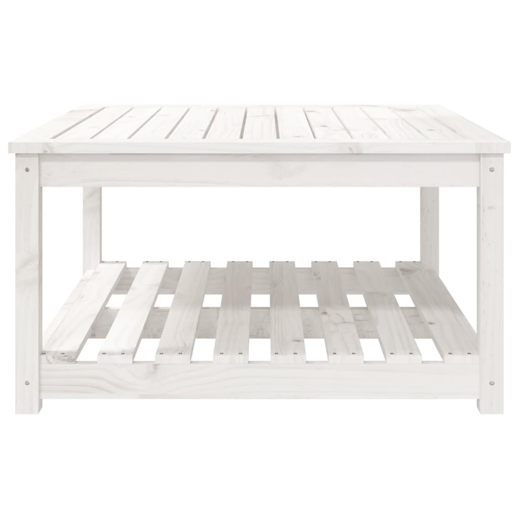 Table de jardin blanc 82,5x82,5x45 cm bois massif de pin