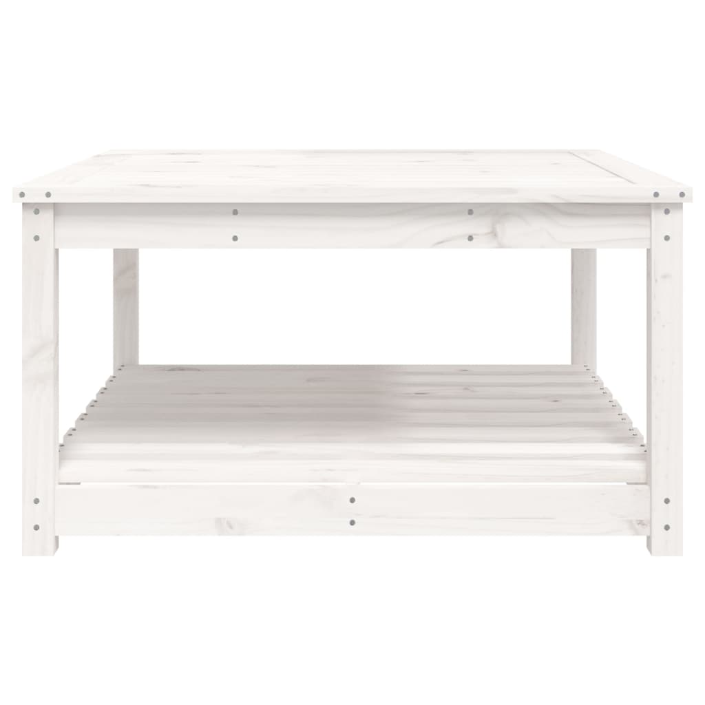 Table de jardin blanc 82,5x82,5x45 cm bois massif de pin