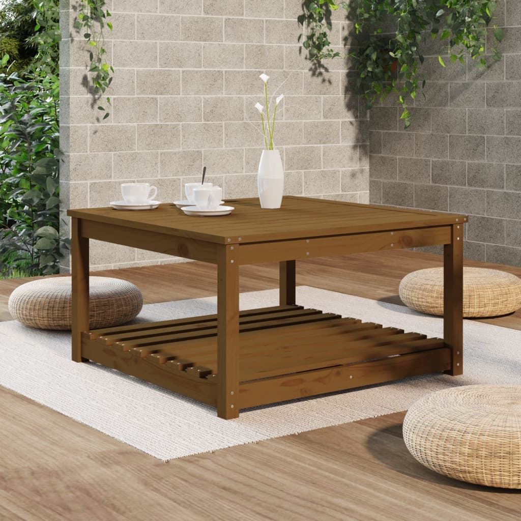 Table de jardin marron miel 82,5x82,5x45 cm bois massif de pin