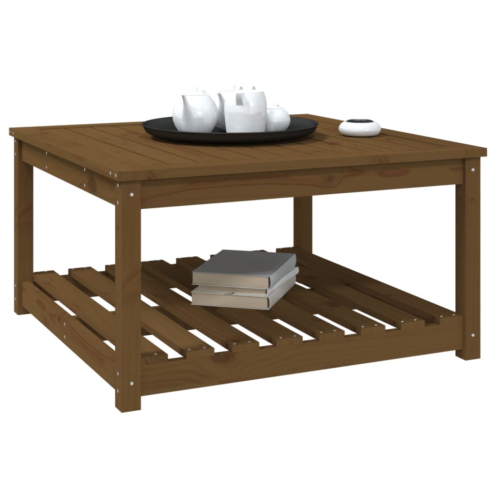 Table de jardin marron miel 82,5x82,5x45 cm bois massif de pin