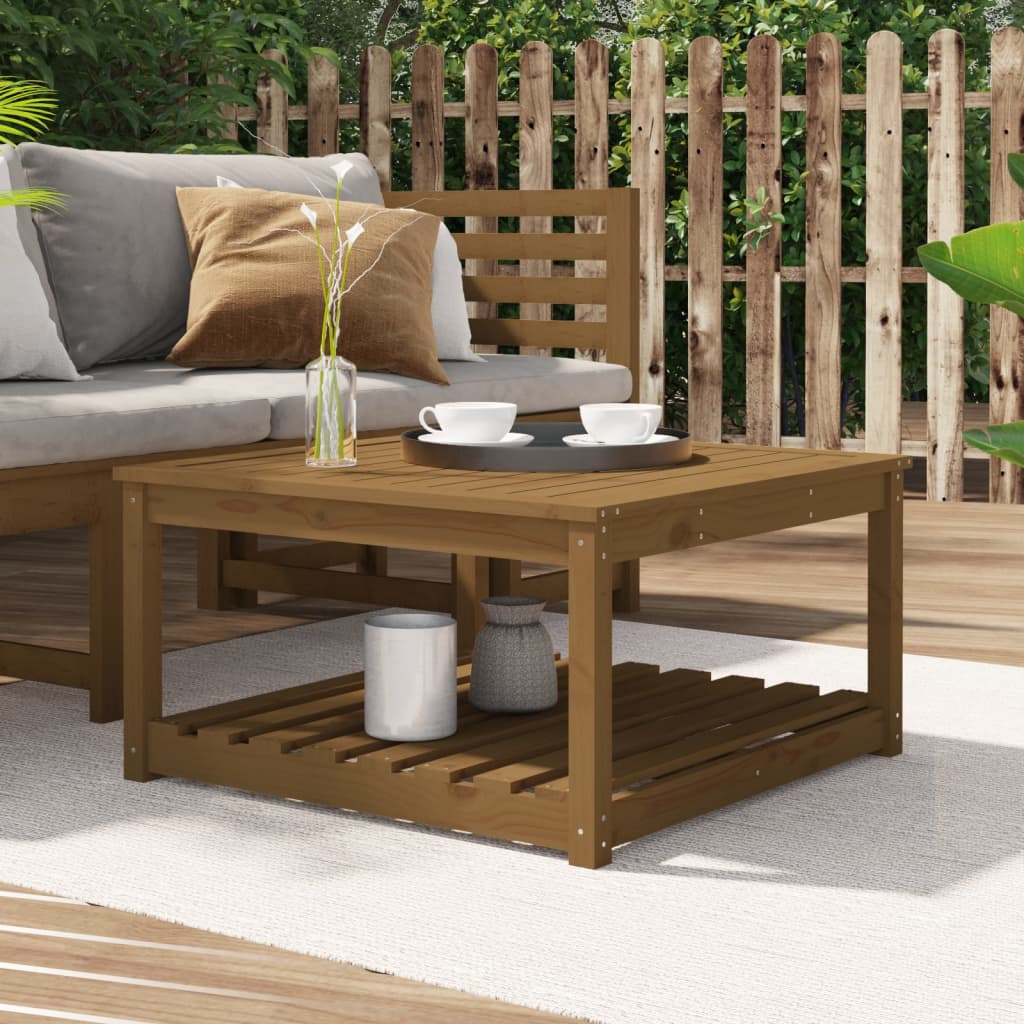 Table de jardin marron miel 82,5x82,5x45 cm bois massif de pin