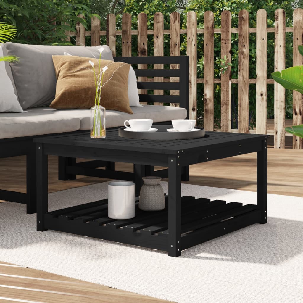 Table de jardin noir 82,5x82,5x45 cm bois massif de pin