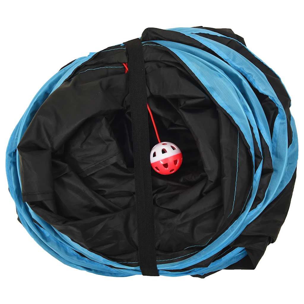 Tunnel pour chats en forme de S Noir et bleu 122 cm Polyester