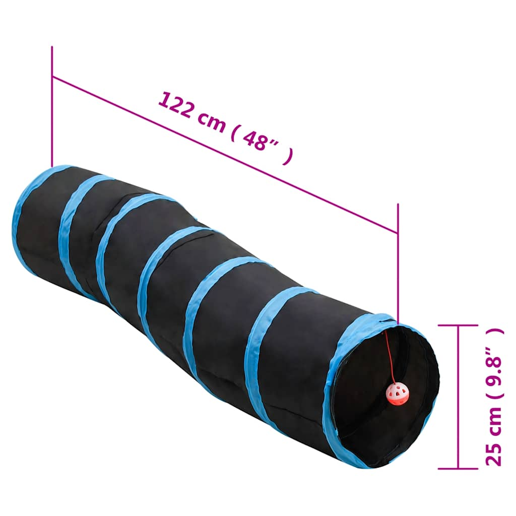 Tunnel pour chats en forme de S Noir et bleu 122 cm Polyester