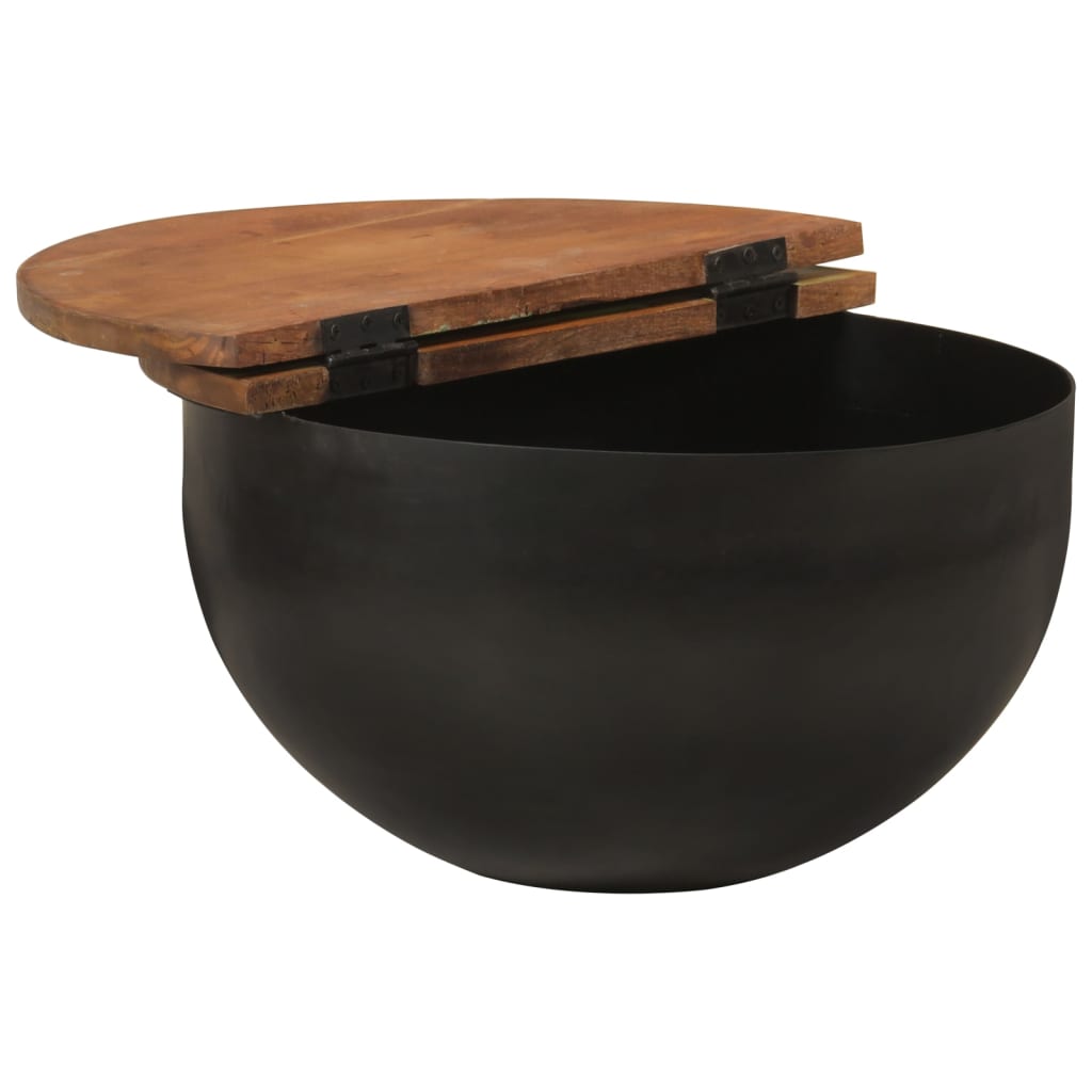 Table basse noir 50x27 cm bois de récupération massif