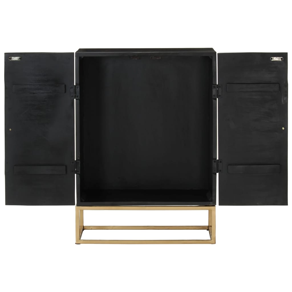 Buffet Noir 55x34x75 cm Bois massif de manguier et fer