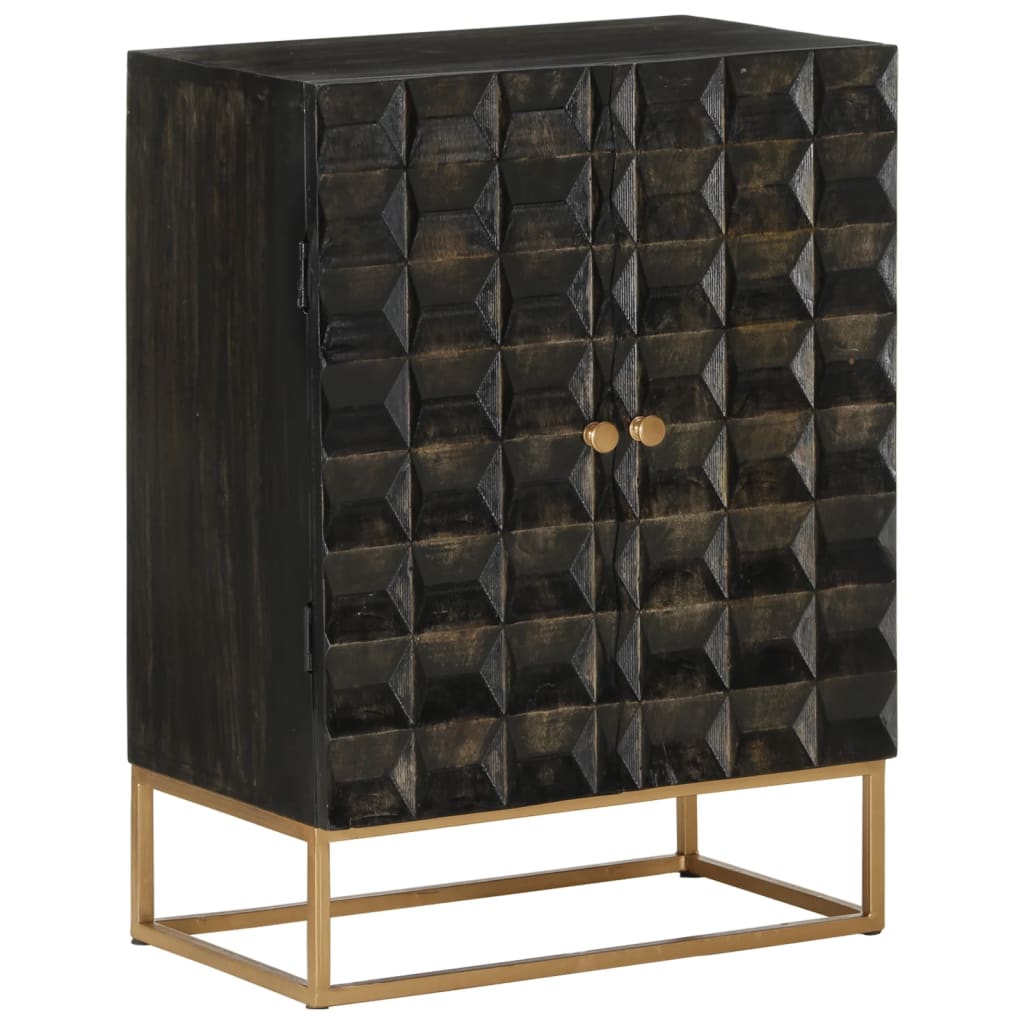 Buffet Noir 55x34x75 cm Bois massif de manguier et fer