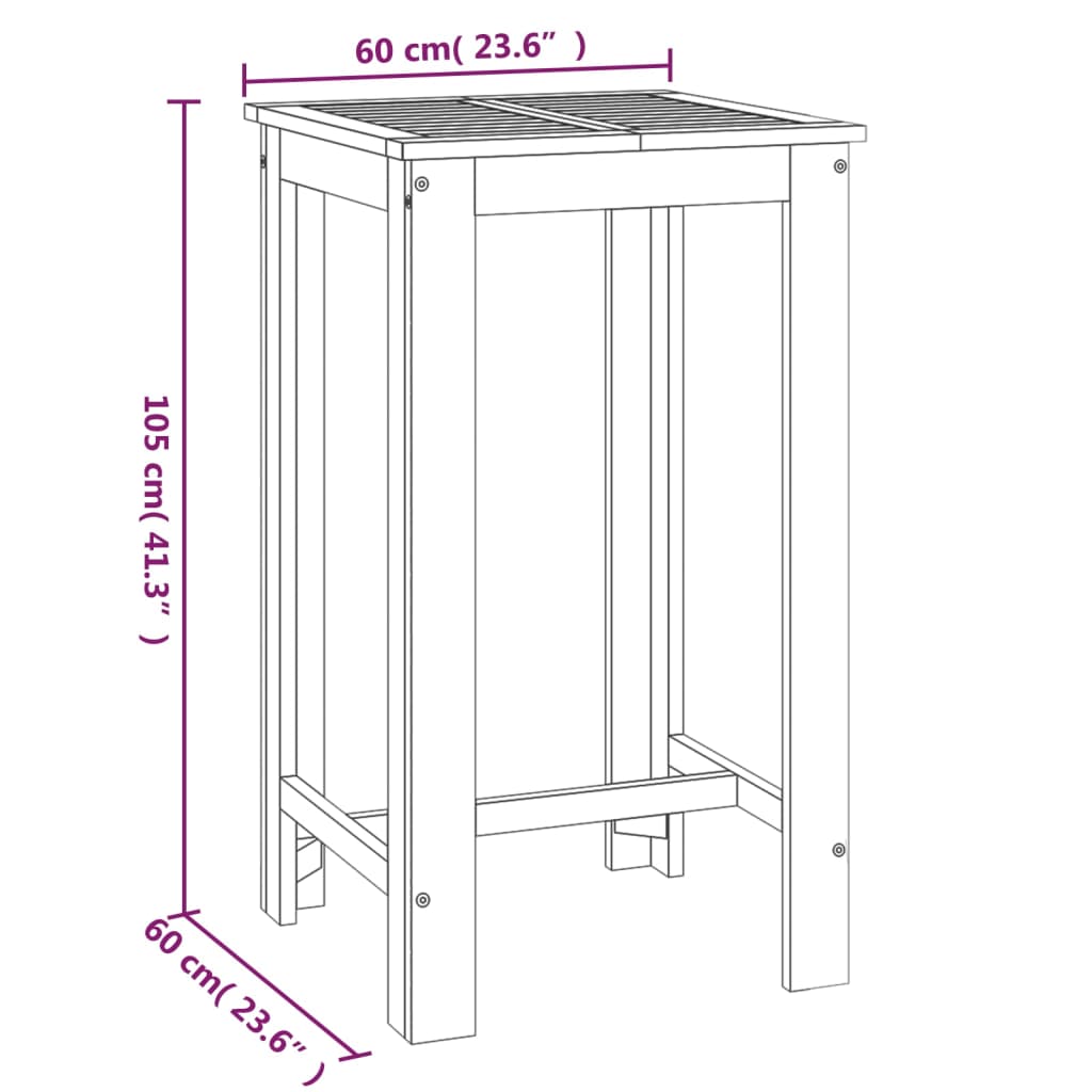 Table de bar de jardin 60x60x105 cm Bois d'acacia solide