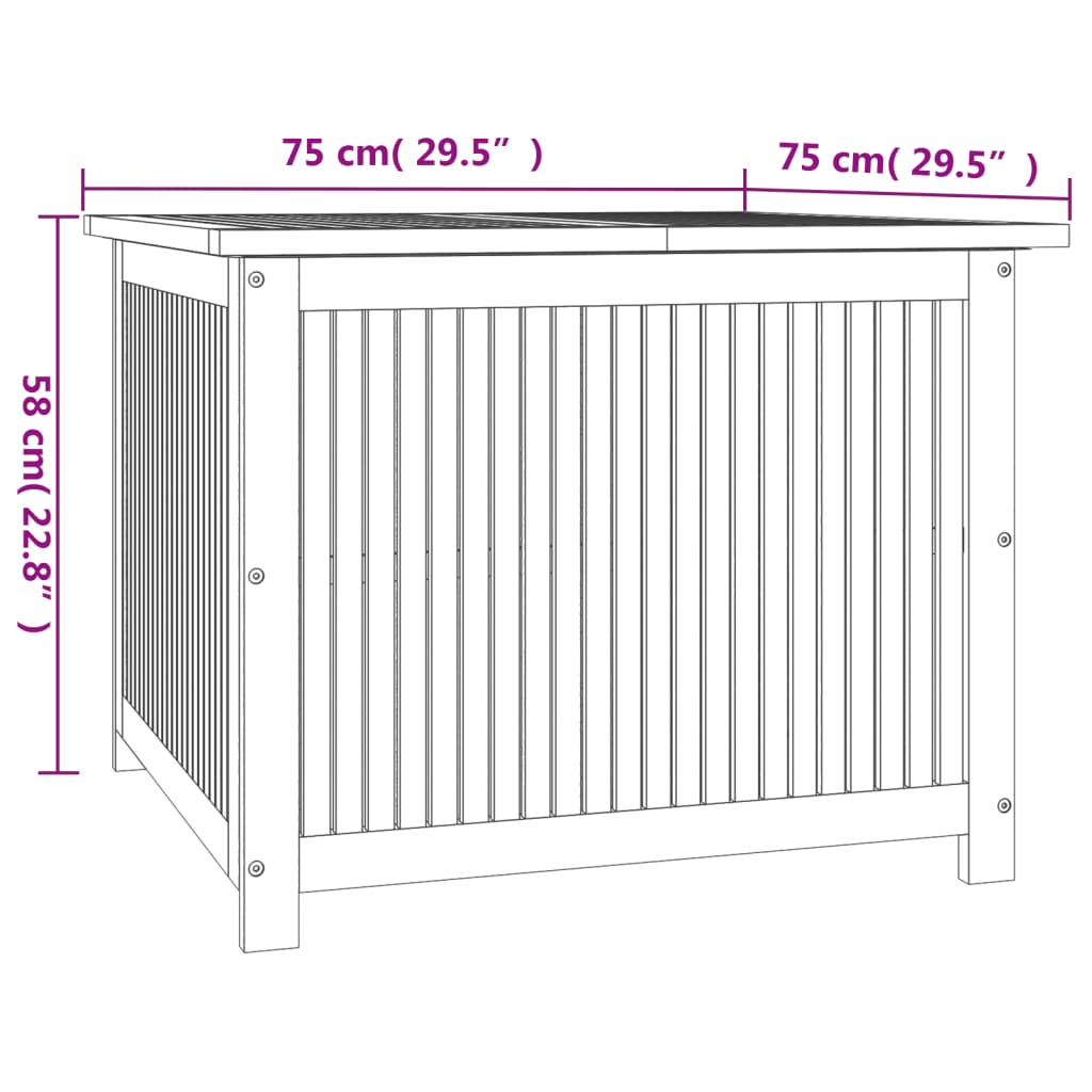 Garten-Aufbewahrungsbox 75x75x58 cm aus massivem Akazienholz