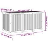 Boîte de rangement de jardin 150x80x75 cm bois massif d'acacia