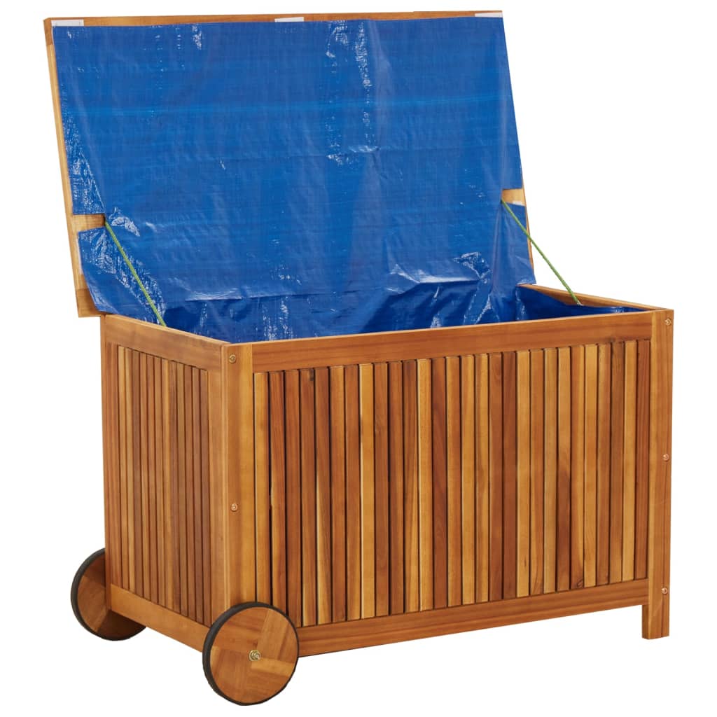 Boîte de rangement de jardin avec roues 90x50x58 cm Bois acacia