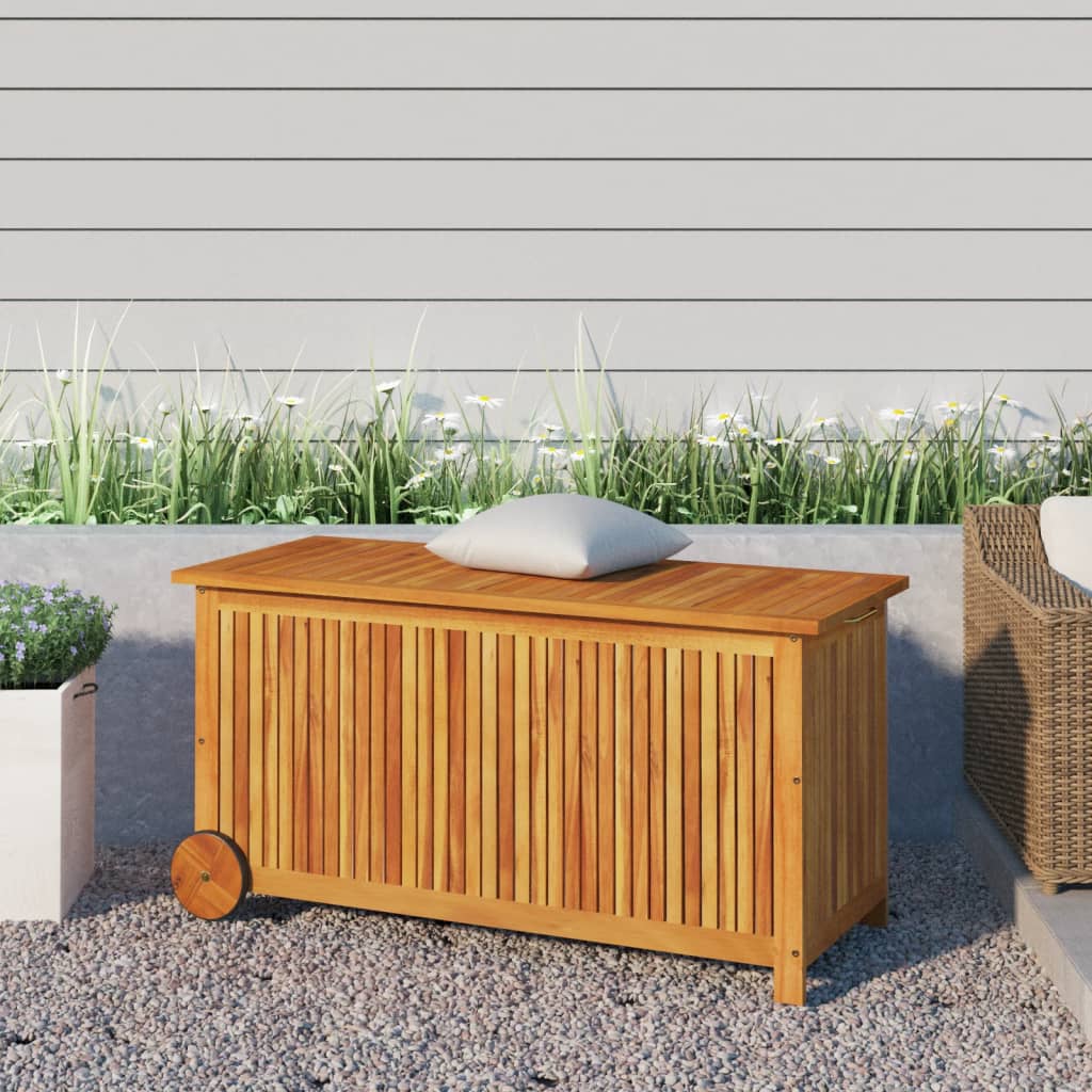 Garten-Aufbewahrungsbox mit Rollen, 113 x 50 x 58 cm, Akazienholz