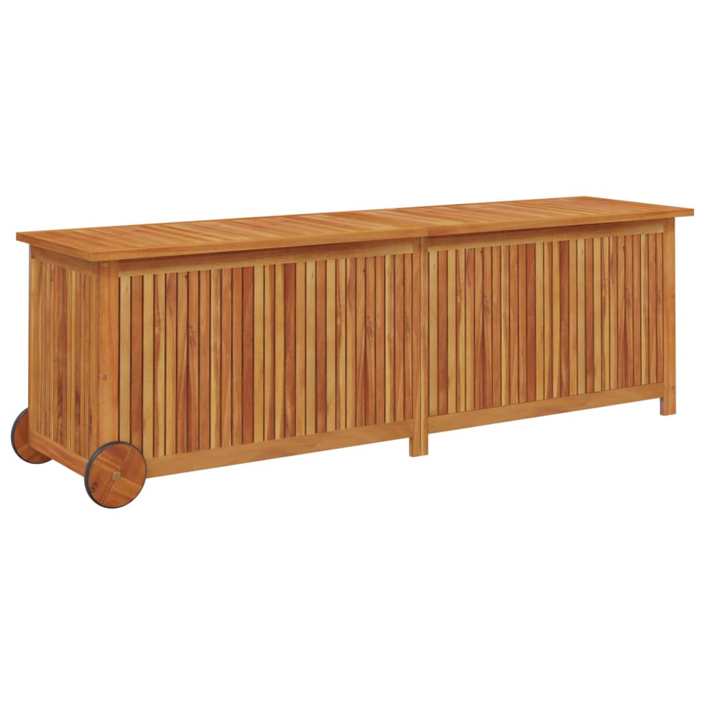 Boîte de rangement de jardin avec roues 150x50x58cm bois acacia