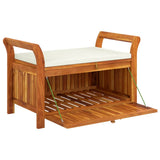 Banc de rangement de jardin avec coussin 91 cm Bois d'acacia