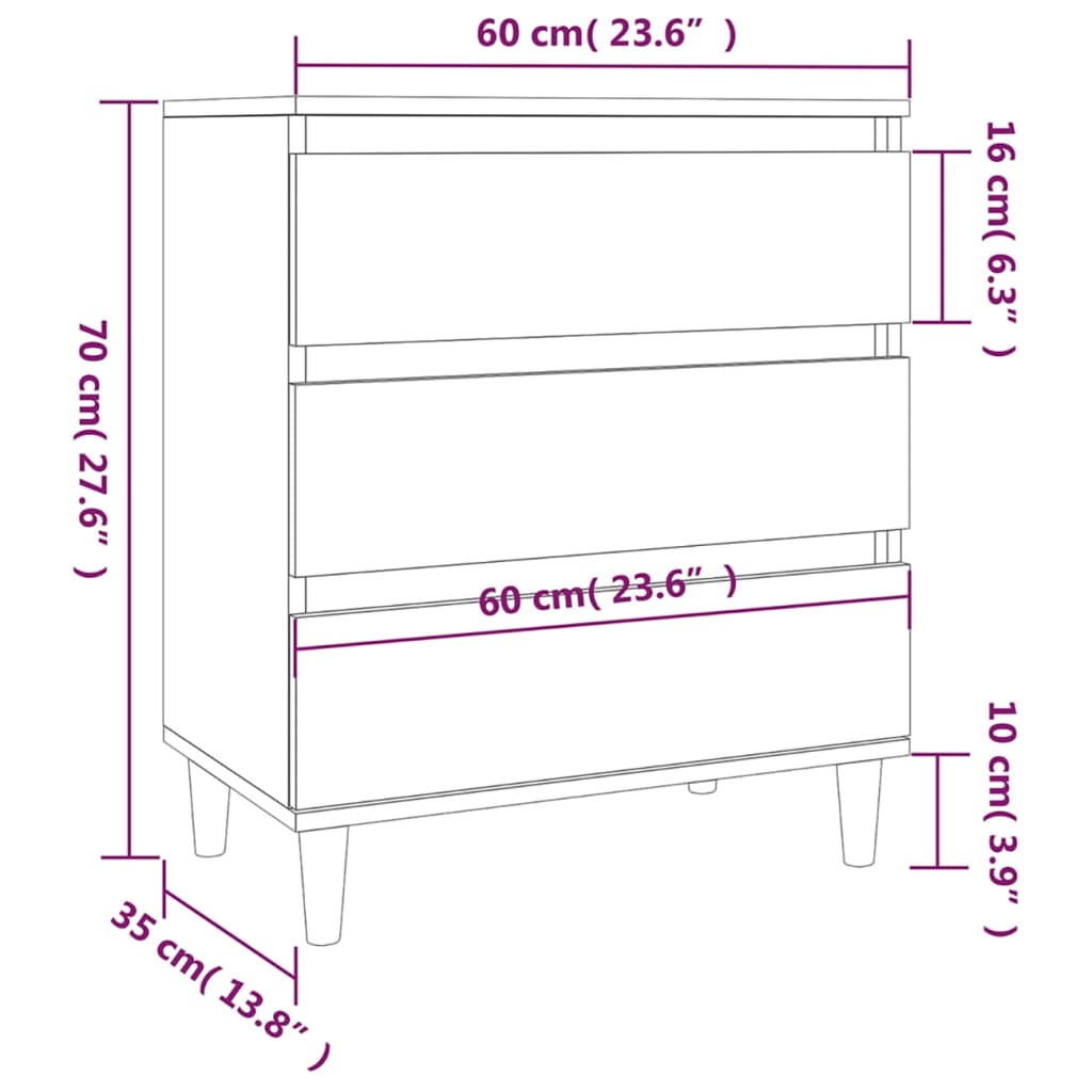 Buffet Blanc 60x35x70 cm Bois d'ingénierie