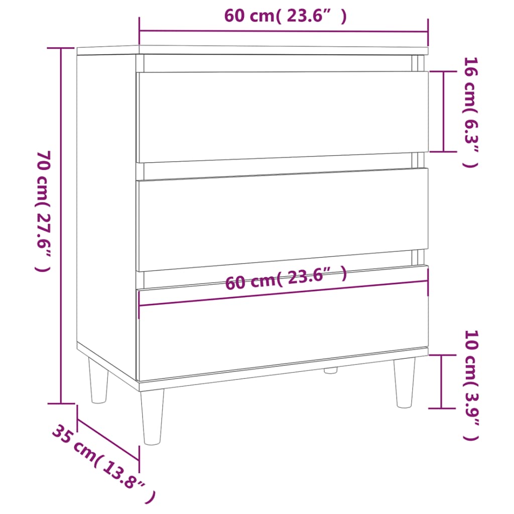 Concrete Grey Sideboard 60x35x70 cm Engineered Wood