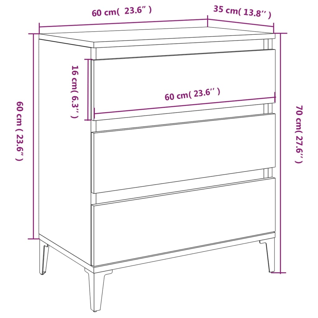 Buffet Blanc 60x35x70 cm Bois d'ingénierie