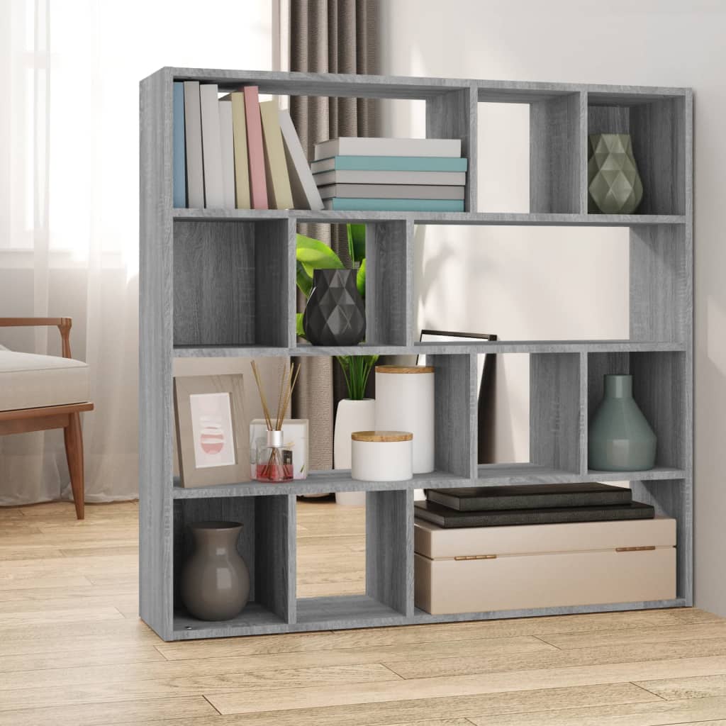 Sonoma Grey Bookcase/Room Divider 105x24x102 cm