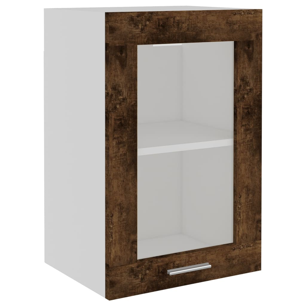 Armoire en verre suspendue Chêne fumé 40x31x60 cm