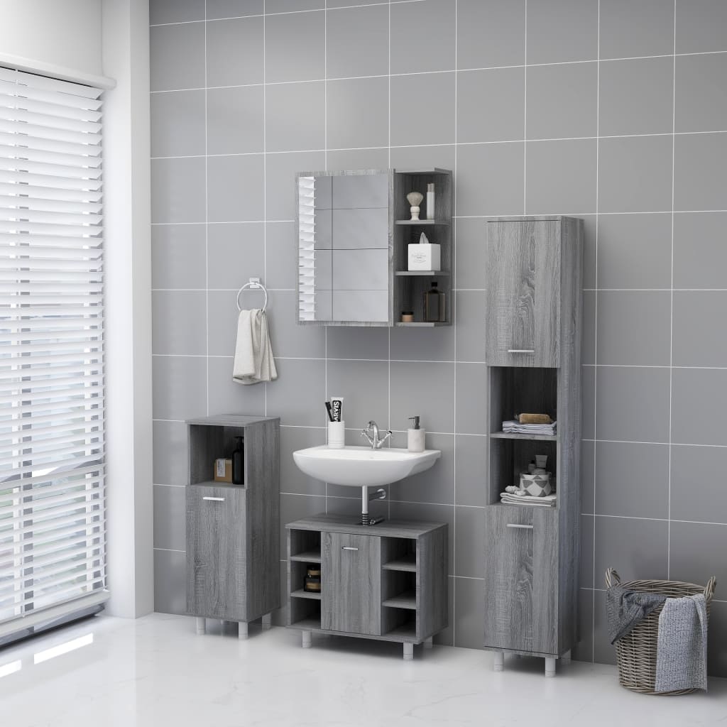 Sonoma gray bathroom mirror cabinet 62.5x20.5x64 cm