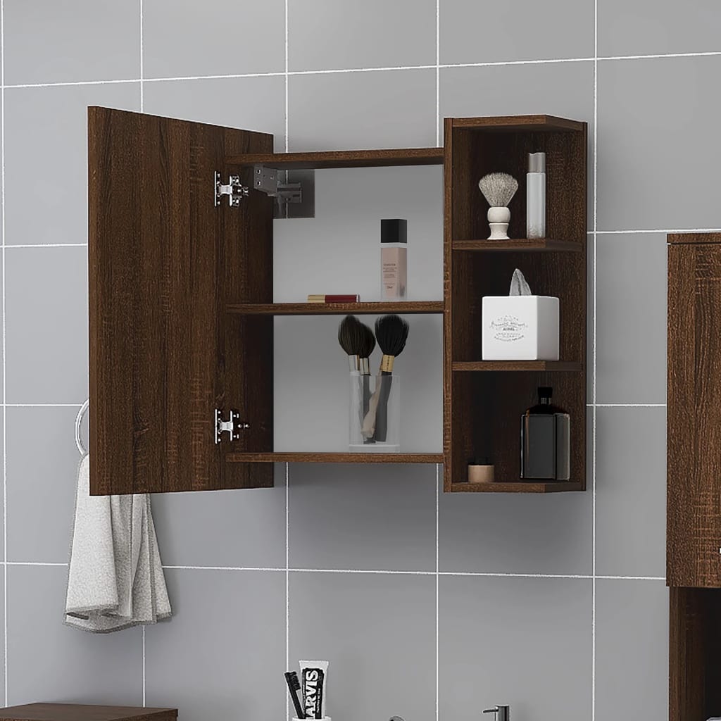 Badezimmerspiegelschrank Eiche braun 62,5x20,5x64 cm