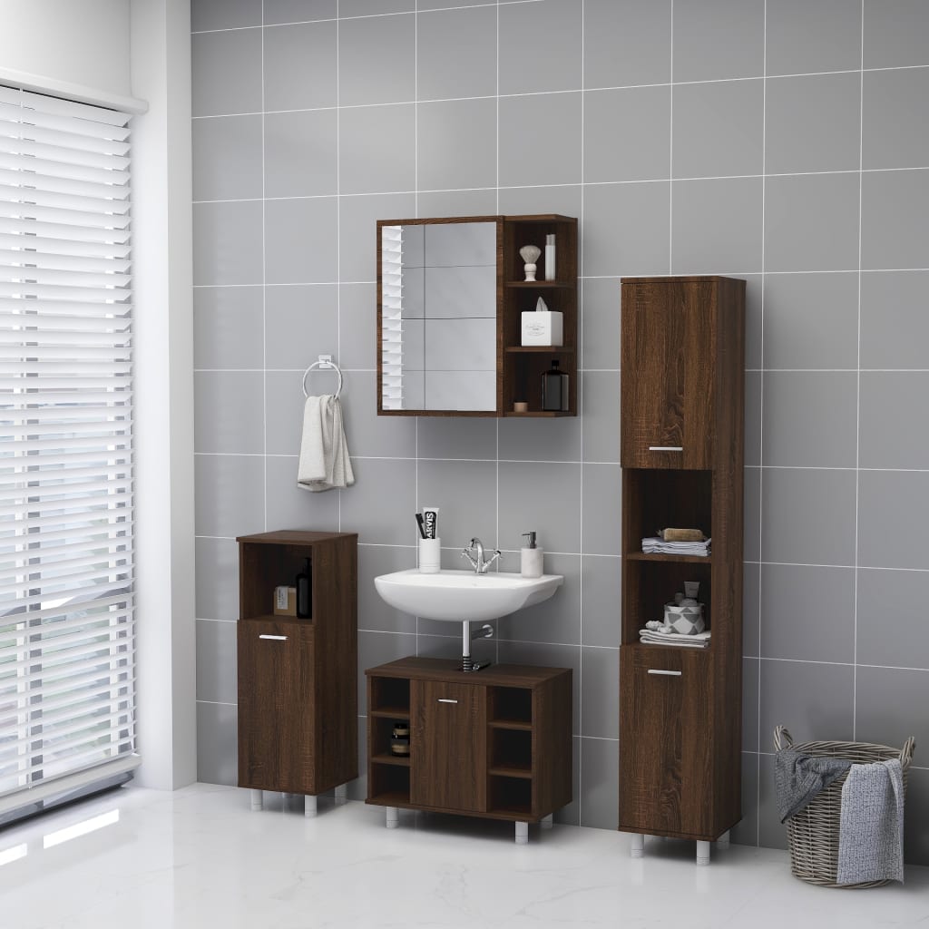 Badezimmerspiegelschrank Eiche braun 62,5x20,5x64 cm