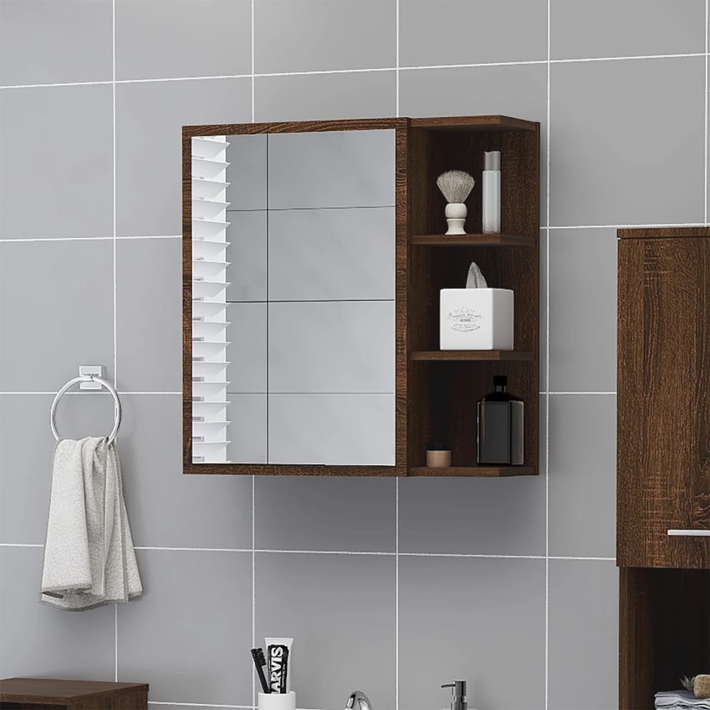 Badezimmerspiegelschrank Eiche braun 62,5x20,5x64 cm