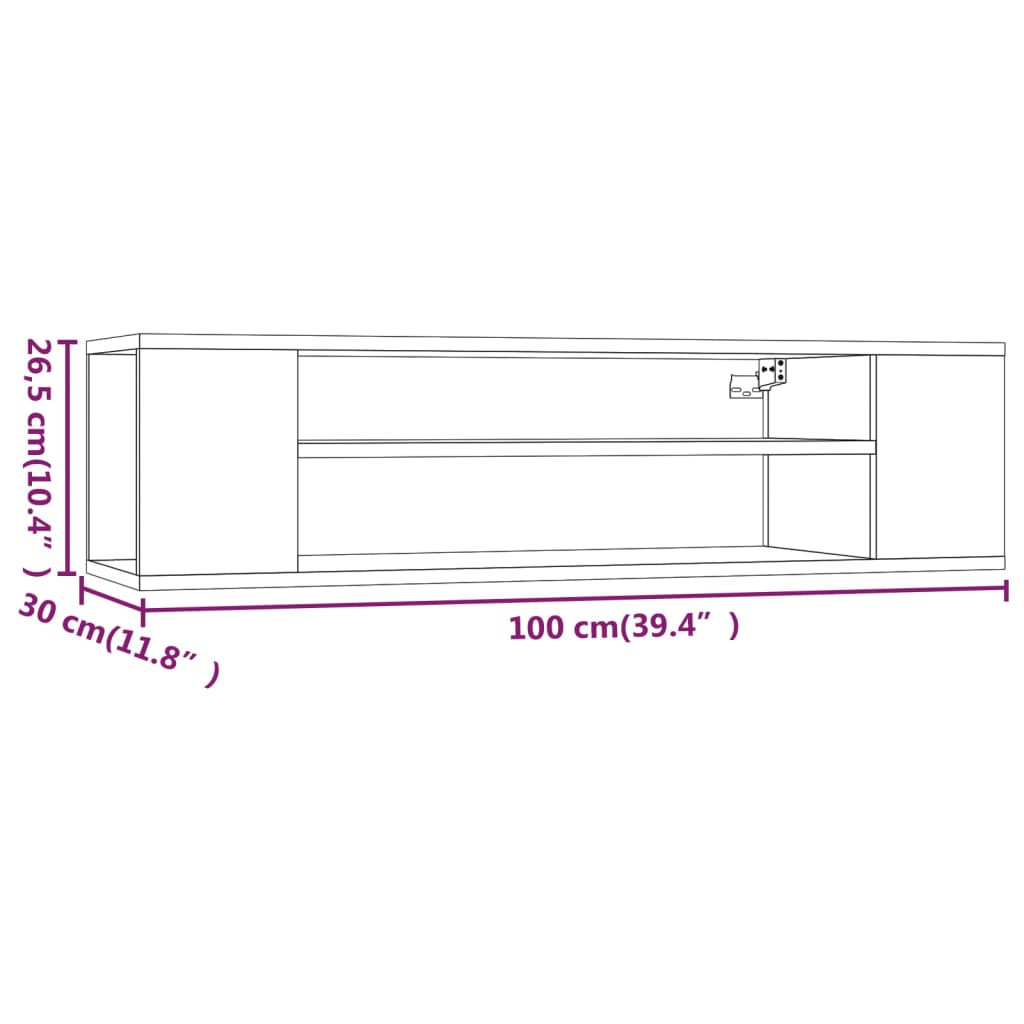 Armoire TV suspendue Chêne marron 100x30x26,5cm Bois Ingénierie