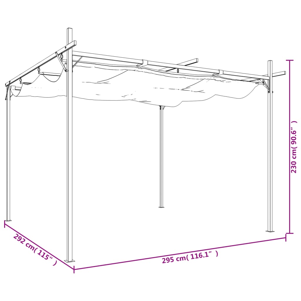 Pergola avec toit rétractable anthracite 295x292x230 cm