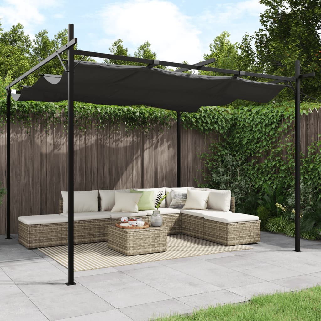 Pergola mit ausziehbarem Dach Anthrazit 295x292x230 cm