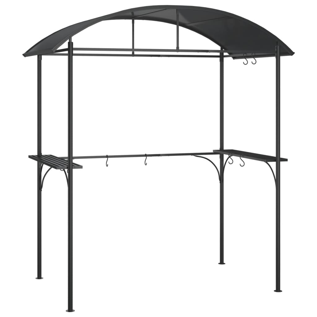 Gazebo BBQ et étagères latérales anthracite 220x115x230cm acier