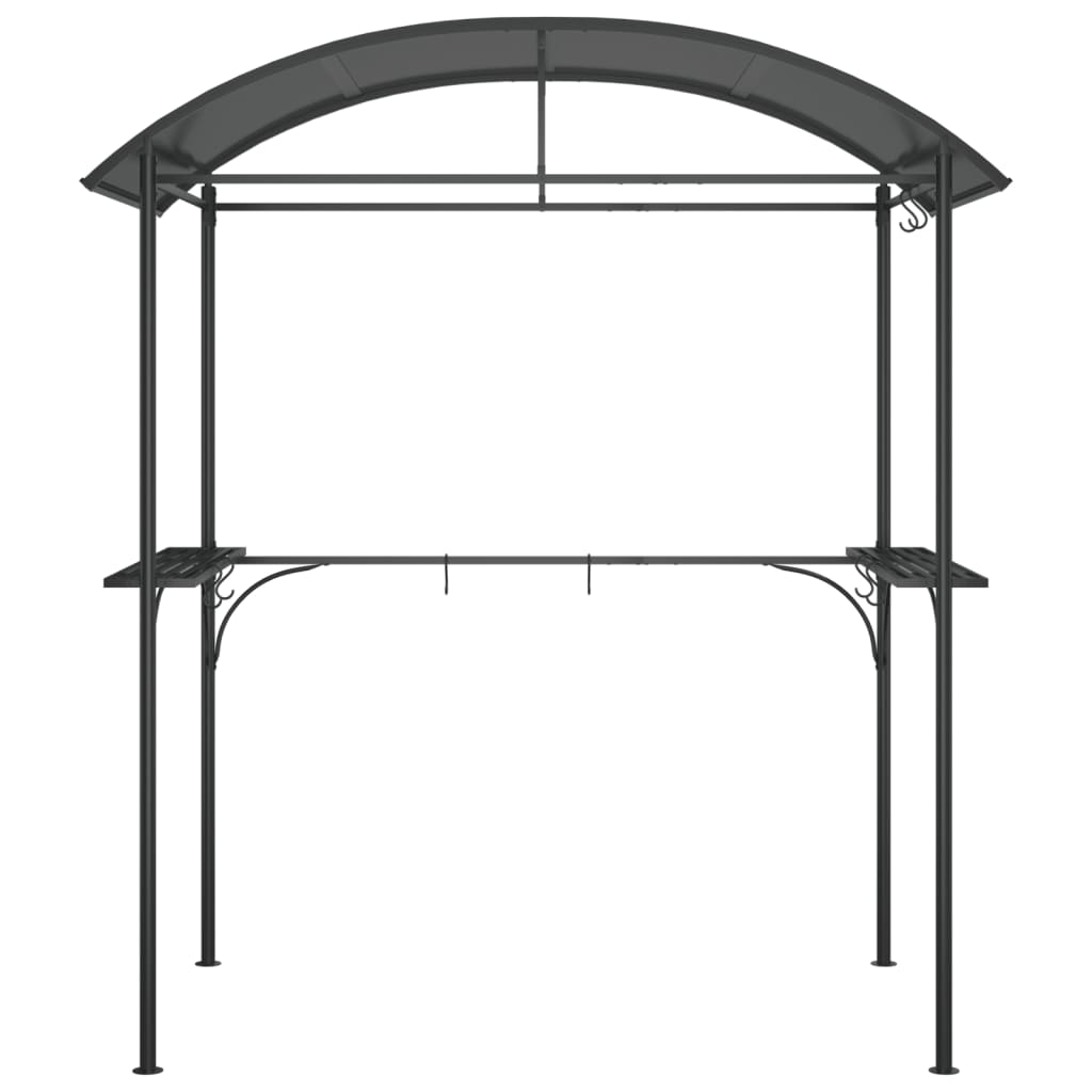 Gazebo BBQ et étagères latérales anthracite 220x115x230cm acier