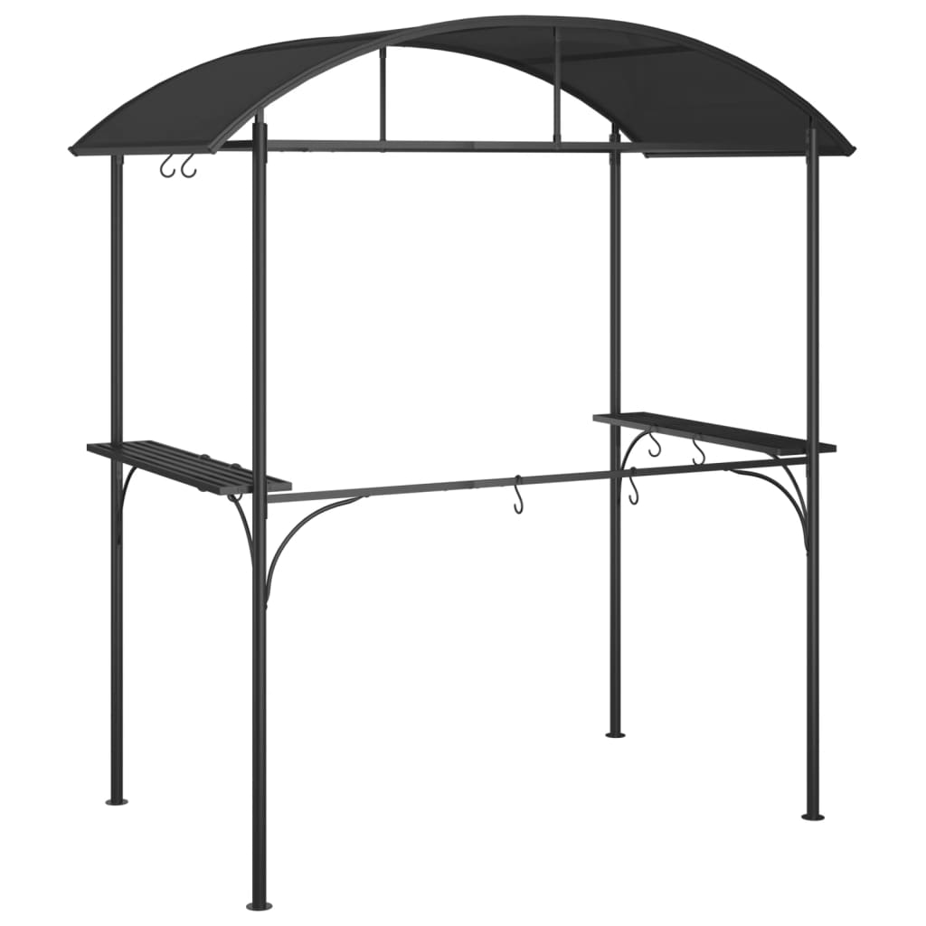 Gazebo BBQ et étagères latérales anthracite 220x115x230cm acier