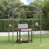 Gazebo BBQ et étagères latérales anthracite 220x115x230cm acier