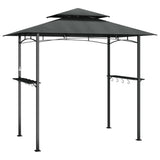 Gazebo BBQ et étagères latérales anthracite 240x150x243cm acier