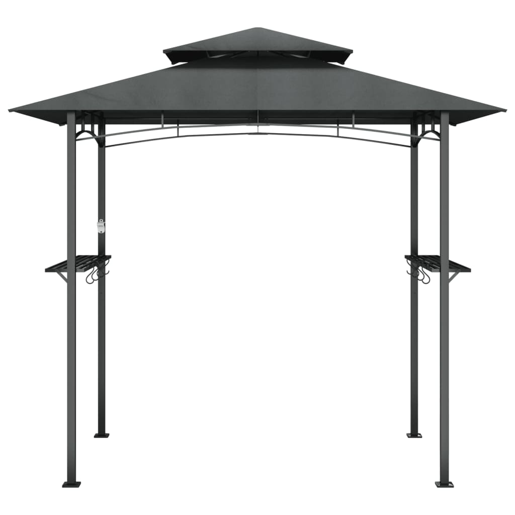 Gazebo BBQ et étagères latérales anthracite 240x150x243cm acier