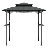 Gazebo BBQ et étagères latérales anthracite 240x150x243cm acier