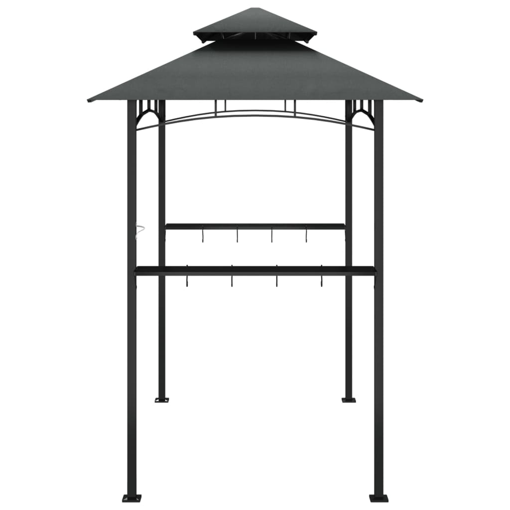 Gazebo BBQ et étagères latérales anthracite 240x150x243cm acier