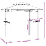 Gazebo BBQ et étagères latérales anthracite 240x150x243cm acier