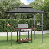 Gazebo BBQ et étagères latérales anthracite 240x150x243cm acier