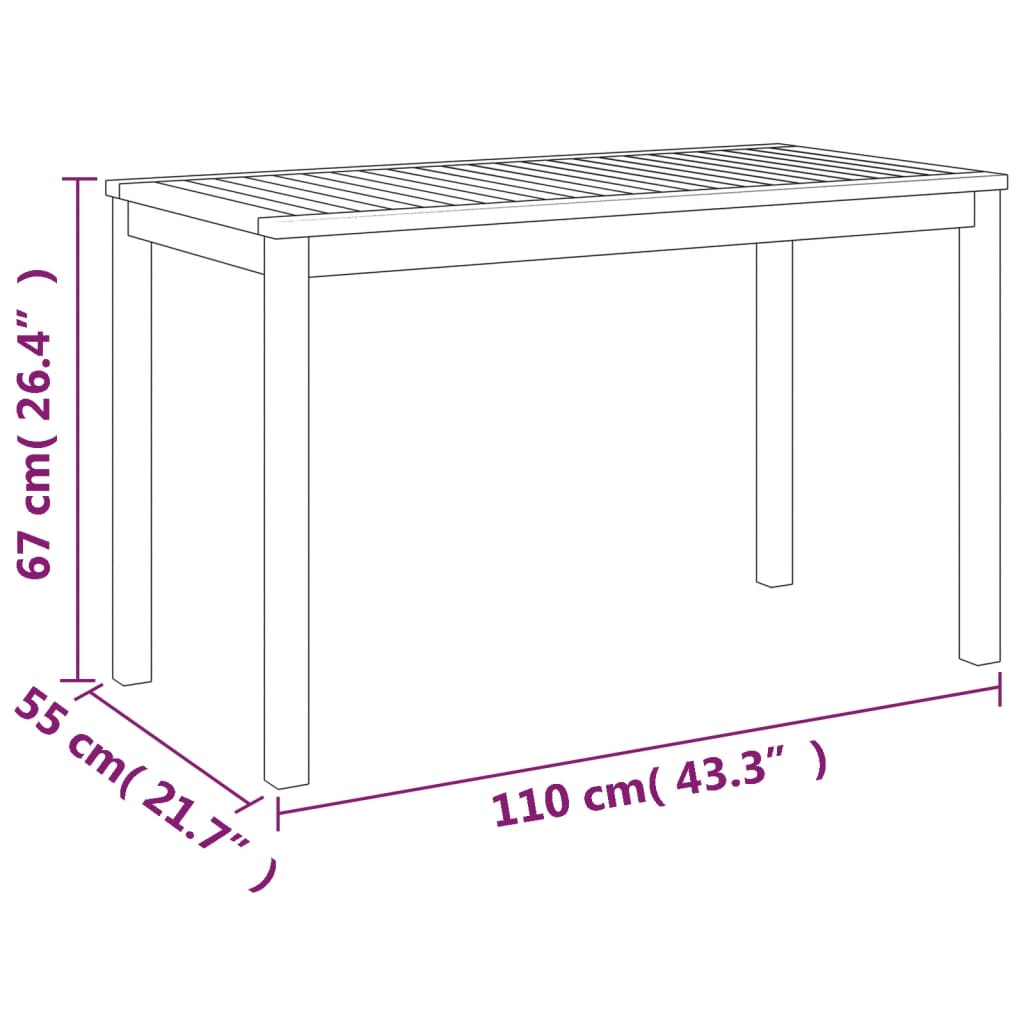 Table de jardin 110x55x67 cm Bois d'acacia solide