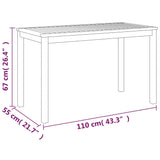 Table de jardin 110x55x67 cm Bois d'acacia solide