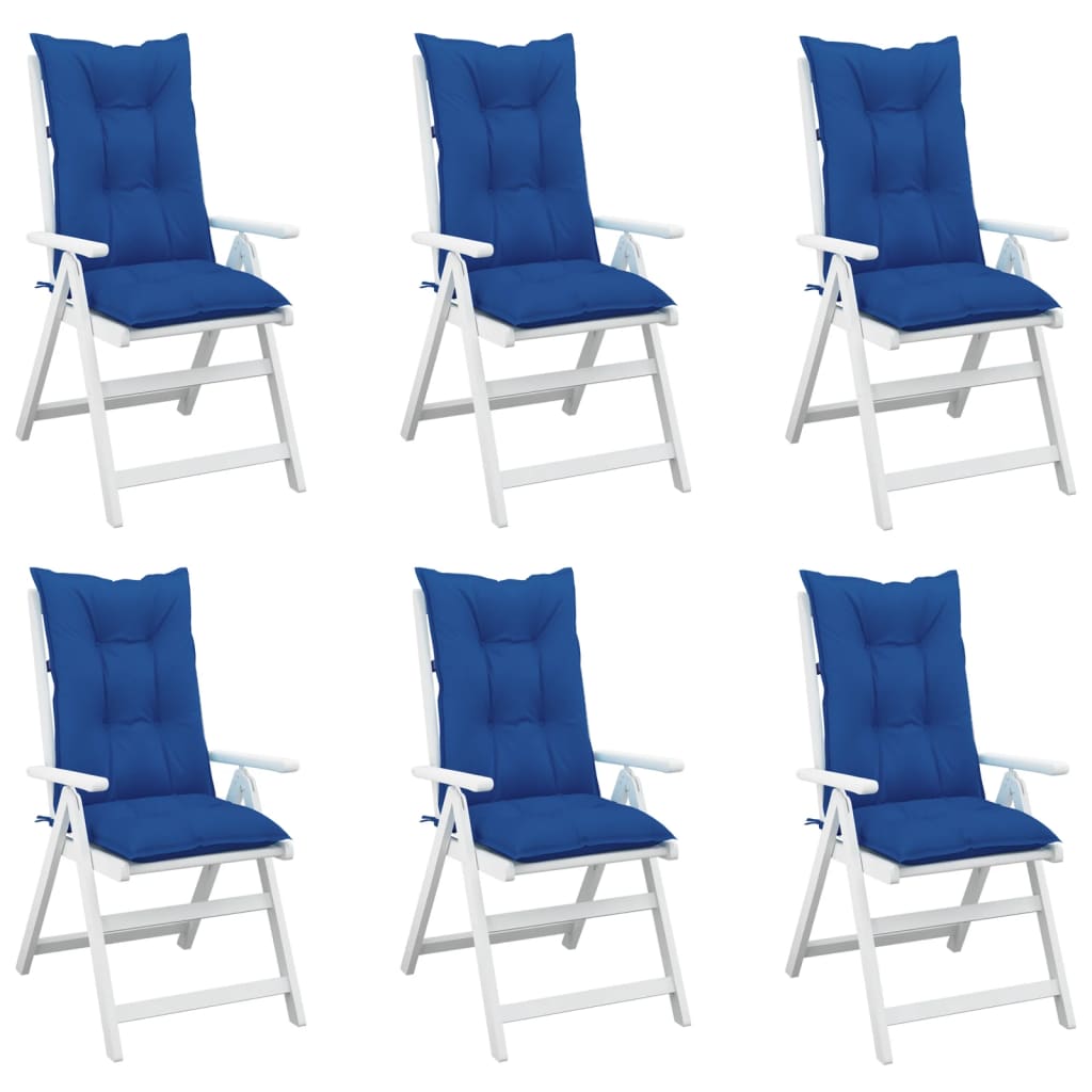 Coussins de chaise de jardin à dossier haut lot de 6 bleu royal