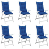 Coussins de chaise de jardin à dossier haut lot de 6 bleu royal