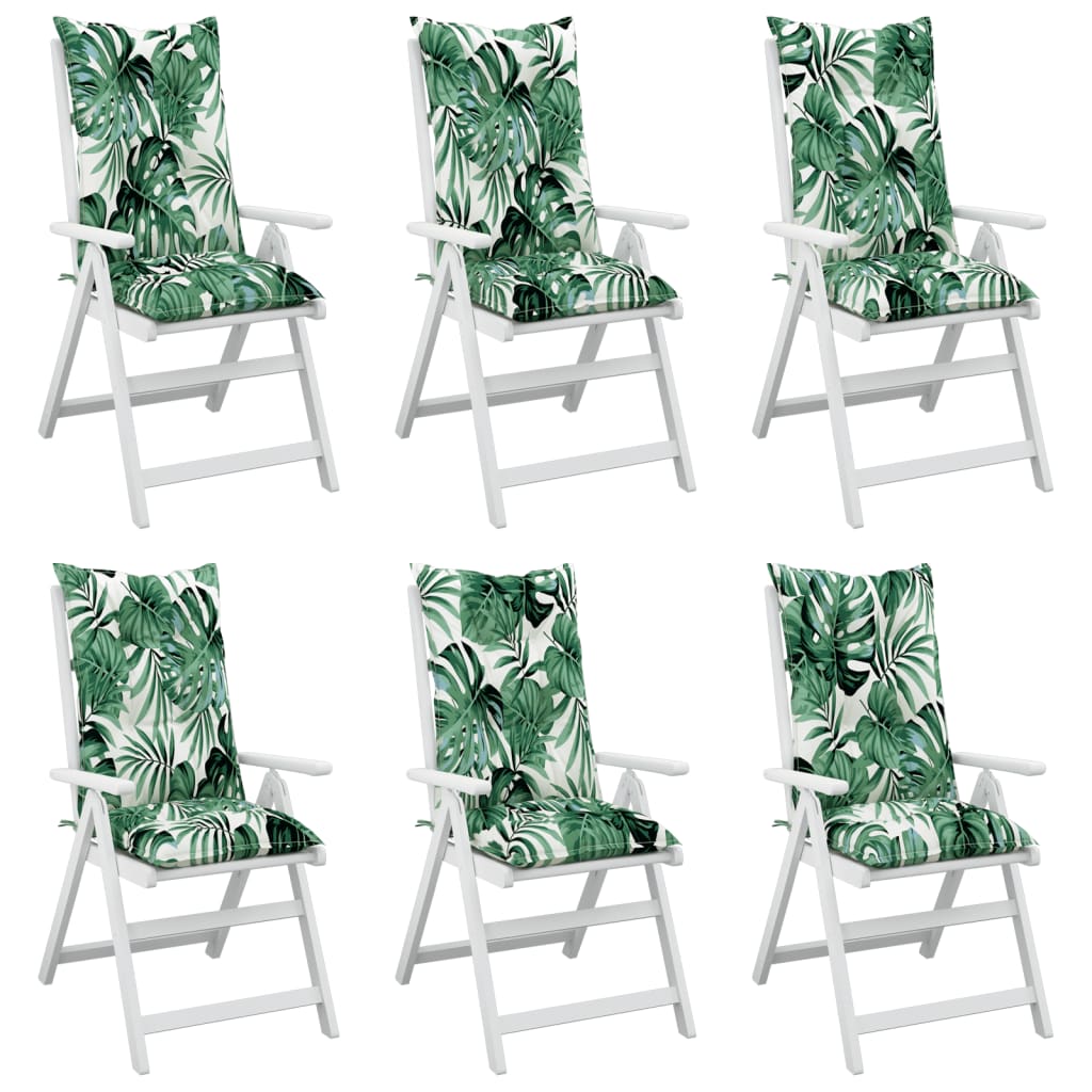 Coussins de chaise de jardin à dossier haut lot de 6 tissu