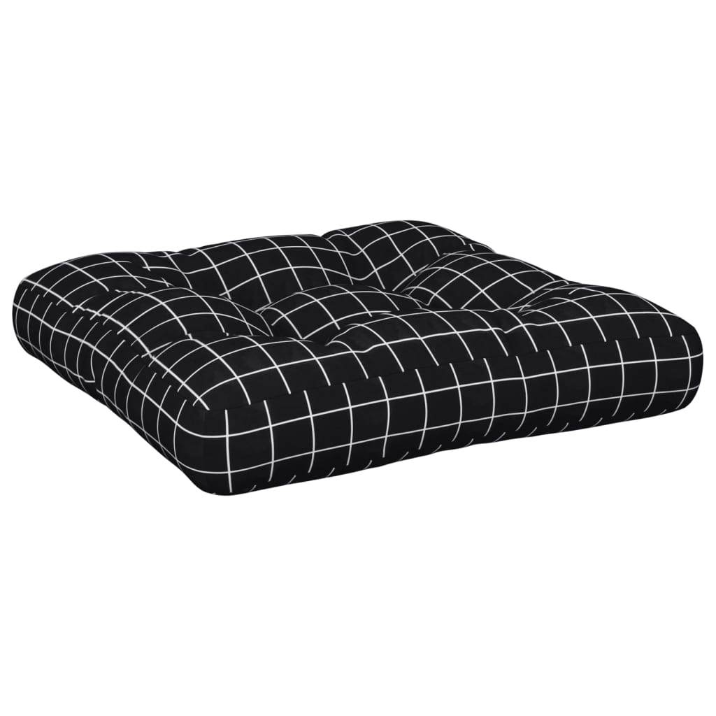 Coussin de palette motif à carreaux noir 50x50x12 cm tissu